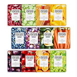 FARMSKIN Freshfood Salad For Skin Beauty Facial Sheet Mask 12 Sheets Set, Assorted Value Pack12