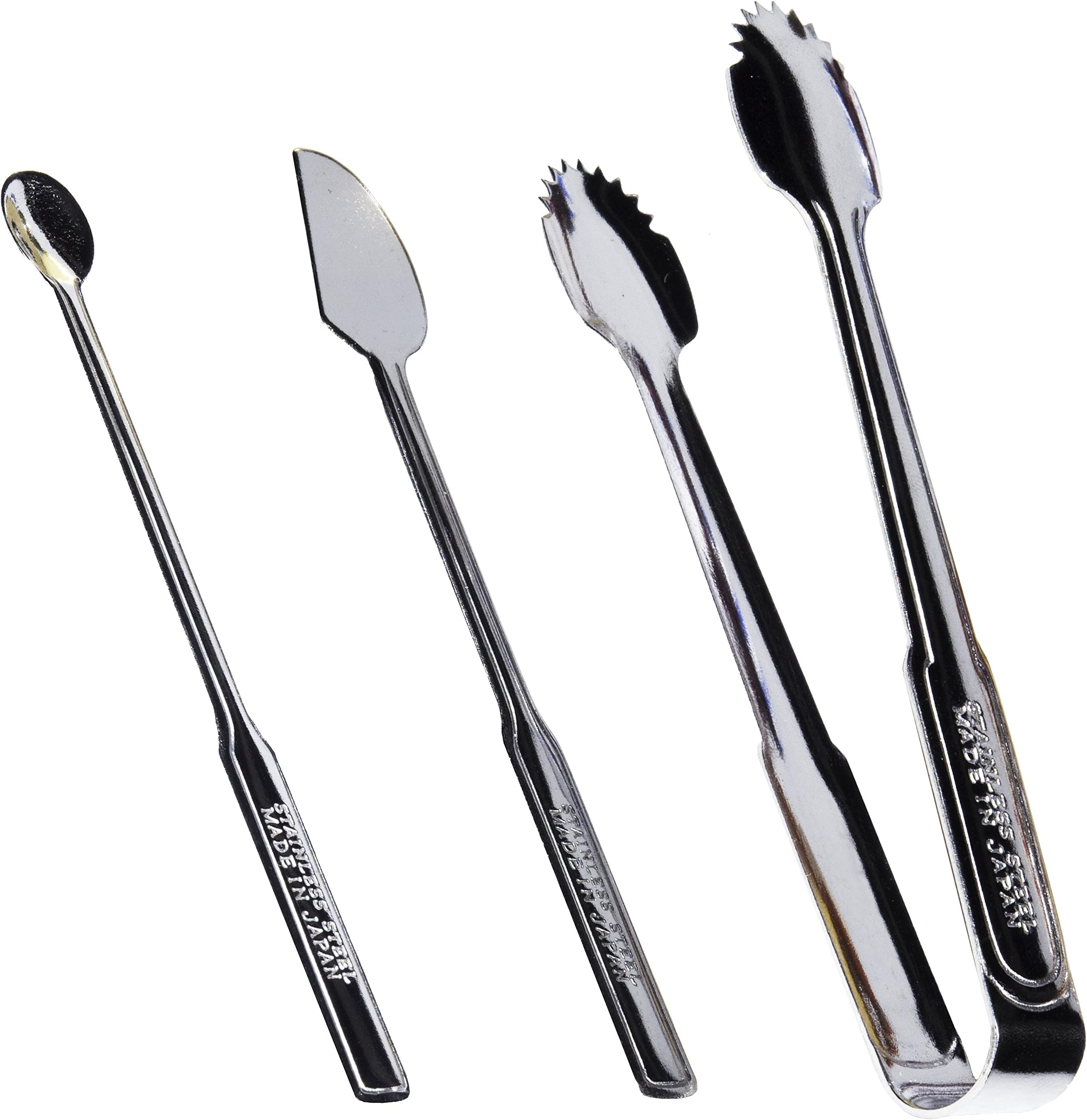Mini Stainless Steel Tea Party Server Set (Includes: 3.875'' Sugar Tongs, 4.375'' Spoon and 4.375'' Jam Spreader) (Silver) by MonoCrate