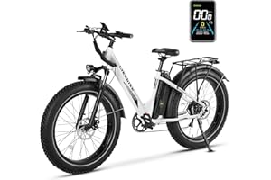LIKEBIKE Lander S Electric Bike for Adults, UL 2849 Certified, 26 Inch Fat Tire Mountain Electric Ebike Step Through E-bike with 720W Peak Motor and 624Wh Removable Battery, 25MPH, 7 Speed and Front Suspension