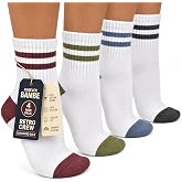 Forever Bambe Mini Crew Socks for Women 4-Pack Cushioned Bottom Retro Striped Socks - Athletic Women's Short Calf Sock
