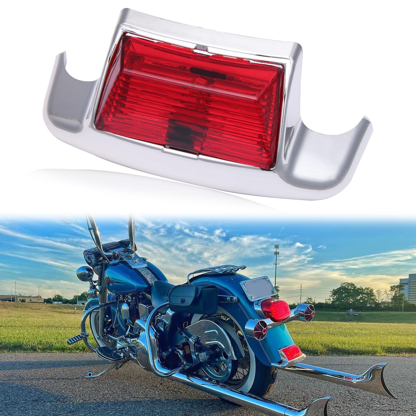 Photo 1 of Rich Choices Rear Red Fender Light LED Fender Tip Tail Lights Compatible with Harley Road King Electra Glide Ultra Classic Heritage Softail Touring FLHR FLSTC FLHTC FLHTCU (Red Lens)
