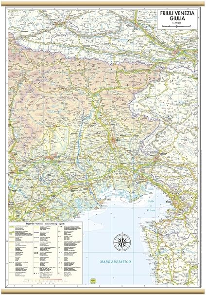Friuli Venezia Giulia Carta Regionale Murale 47x70 Cm