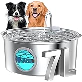 Dog Water Fountain for Large Dogs: 7L/236oz/1.8G Dog Fountain Stainless Steel - Big Cat Drinking Fountain Indoor - Super Quiet Water Fountain for Dogs Inside - for Large Dog Cats & Multi-Pet Home