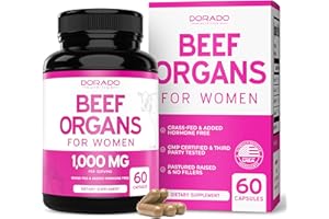 DORADO NUTRITION Beef Organ Supplement for Women - Grass Fed Beef Liver, Heart, Kidney & Uterus 1000mg Per Serving - Support Women's Energy & Overall Health - Third Party Tested & Non GMO - USA Made (60 Capsules)