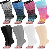 Croknit 8 Pairs Plus Size Compression Socks for Women Men 20-30 Mmhg Wide Calf Extra Large Knee Support Socks for Nurse Running Circulation
