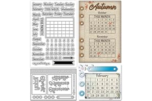 GLOBLELAND Lot de tampons transparents et matrices de découpe pour la fabrication de cartes, le planificateur mensuel, en sil