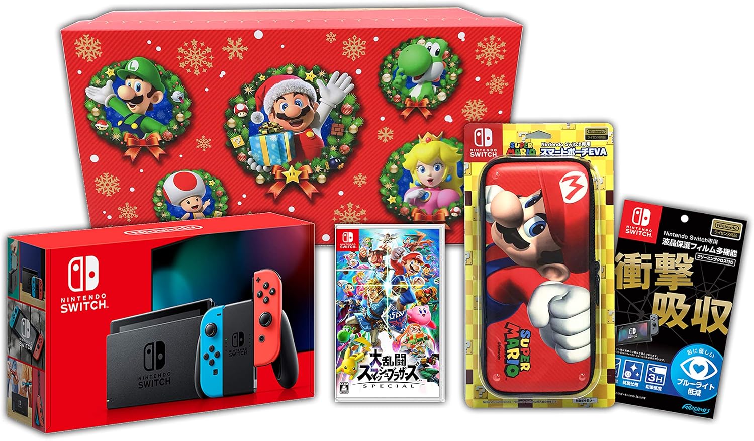 Amazon Co Jp限定 ニンテンドースイッチ オリジナルギフトセット 大乱闘スマッシュブラザーズ Special Nintendo Switch 本体 ネオンブルー ネオンレッド バッテリー持続時間が長くなったモデル アクセサリーセット おまけ付き Amazon