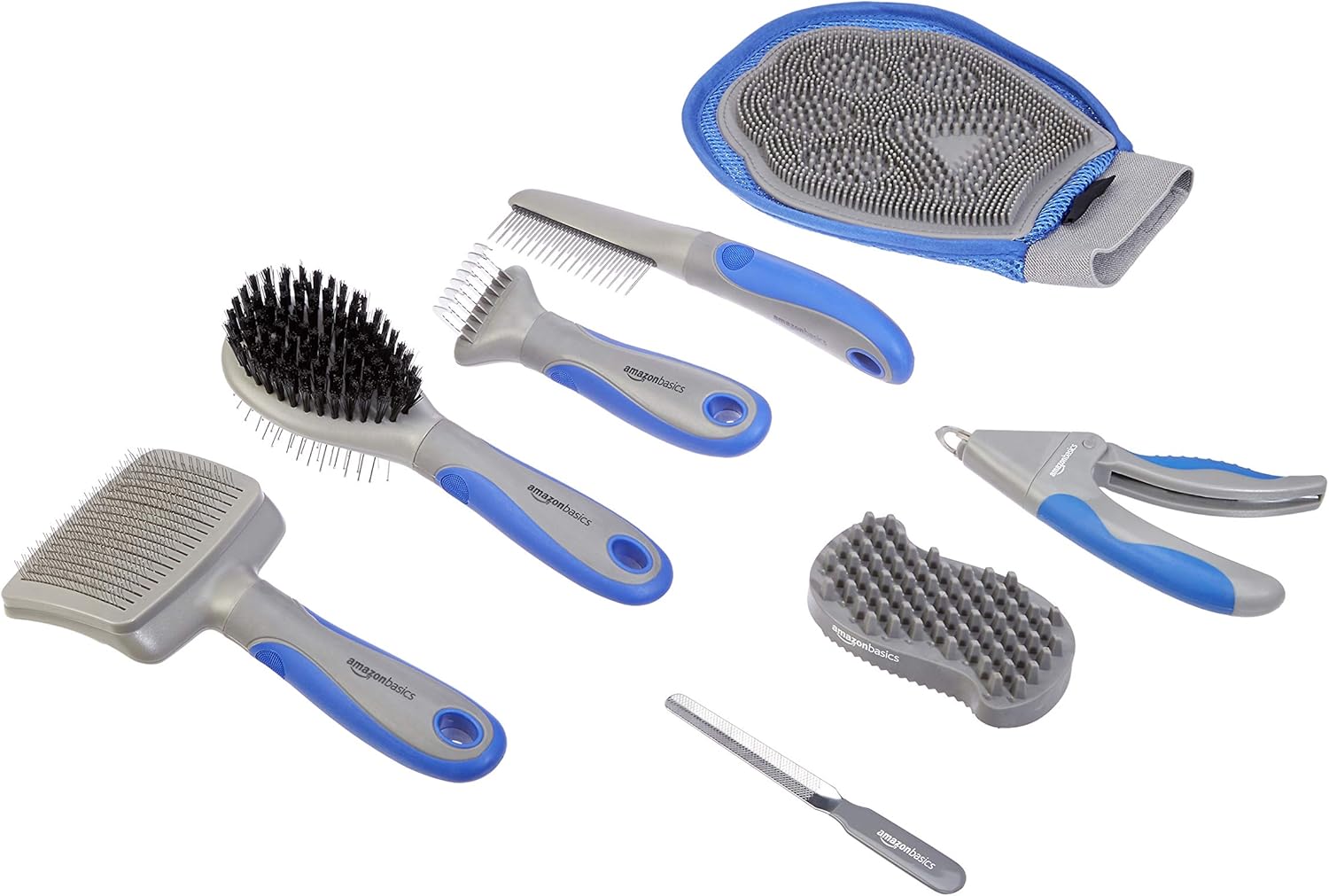 AmazonBasics 8-Piece Pet Brush & Grooming Set