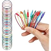 Mabor 32Pcs Stainless Steel Loops, 1.5mm Multicolor 6 Inch Wire Keychain Cable Large Key Rings, Keychain Cable for Luggage Tags, Key Tags, Keyrings, Kitchen Utensils