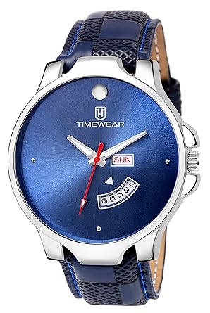 Day Date Functioning Blue Dial Blue Strap Watch for Men