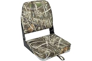 ERGOSEAT Folding Boat Seats Padded Camo Fishing Boat Chair with Backrest Marine Bass Jon Boat Seat