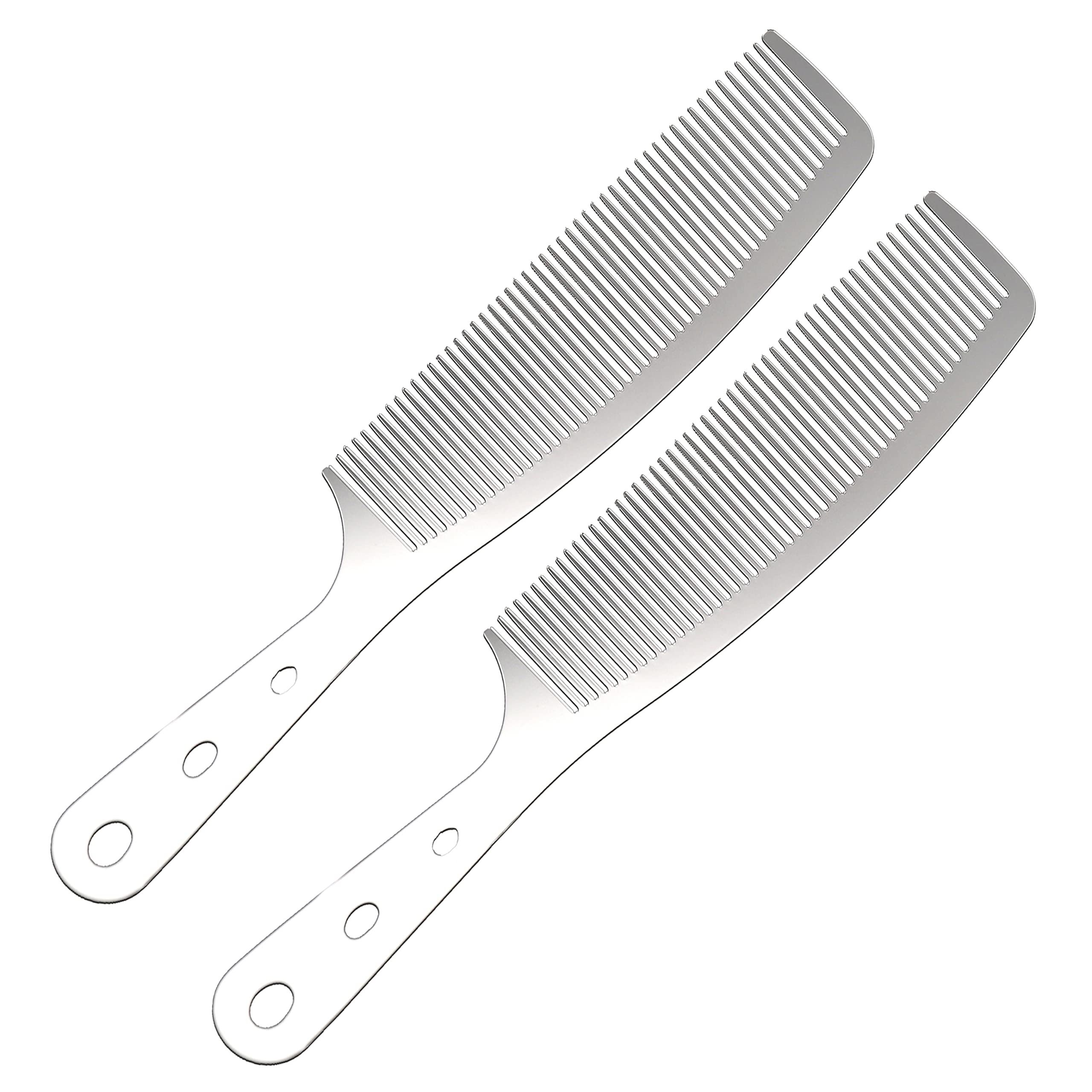 2pcs Metal Anti Static Barber Combs Stainless Steel Hair Comb Cutting Comb set Hair Styling Hairdressing Comb for Men Women Salon (2pcs handle Rake Comb)