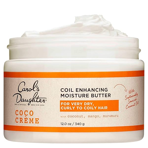 CAROL’S DAUGHTER COCO CREME COIL ENHANCING MOISTURE BUTTER, WITH COCONUT OIL AND MANGO BUTTER, FOR VERY DRY CURLY HAIR, PARABEN AND SILICONE FREE, 12 OZ