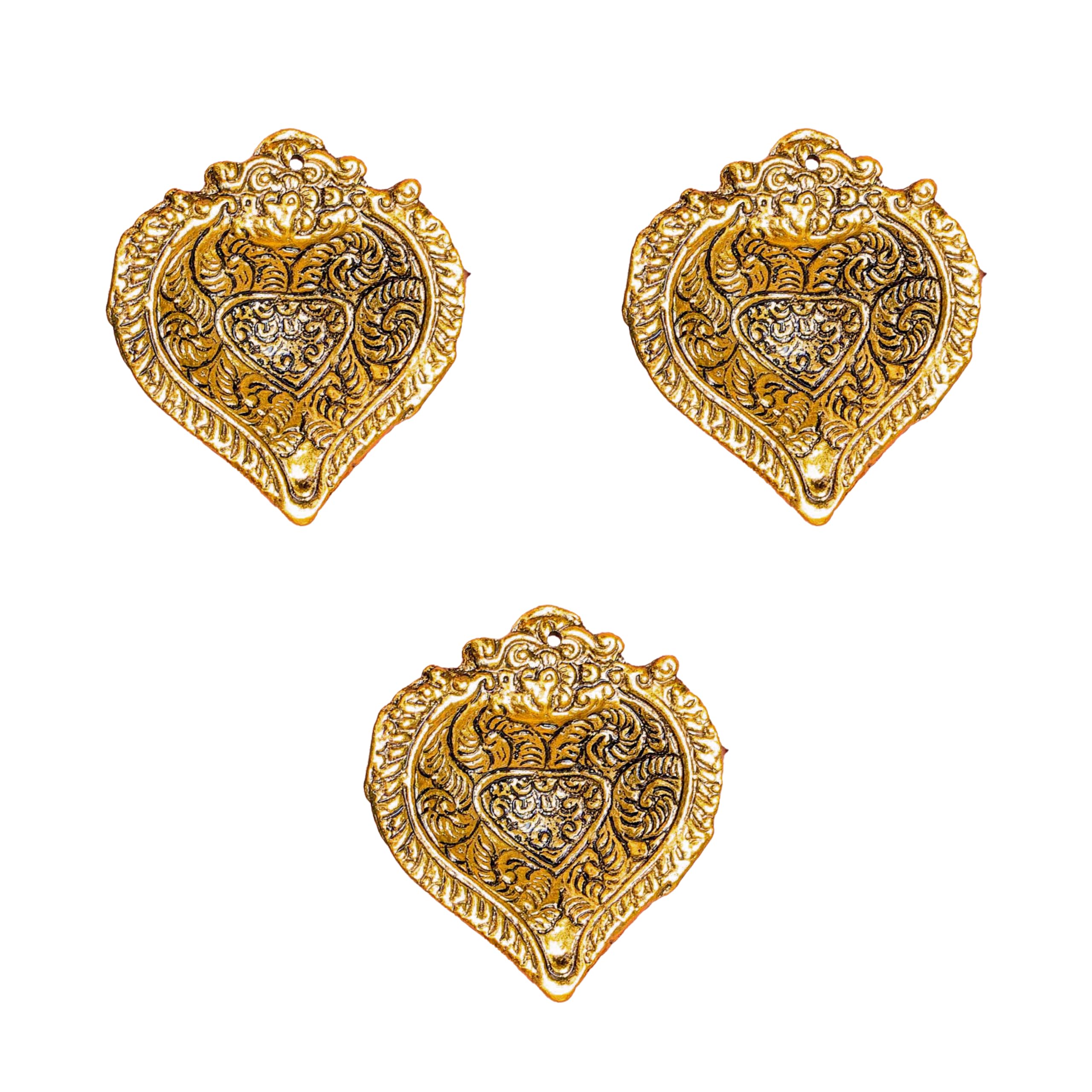 Wonder Care Metal Gold Oil Lamps for Diwali Decorations for Home Diya | Diwali for Pooja ,Return Gift for Friends, Family Indian Diya lamp 3 Piece Set