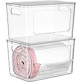Vtopmart 2 Pack Trash Bag Holder, Stackable Garbage Bag Dispenser for 13/30/33 Gallon Bags, Clear Organizer Bins for Under Kitchen Sink, Laundry Room Organization and Storage