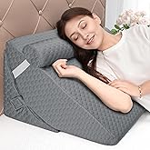 Bed Wedge Pillow for Sleeping, 3PCS Wedge Pillow Set for After Surgery, Adjustable 7 &12 inch Pillow Wedges for Acid Reflux Relief, Back Pain Relief, Sleep Apnea, Sitting Up, Headboard (Grey)