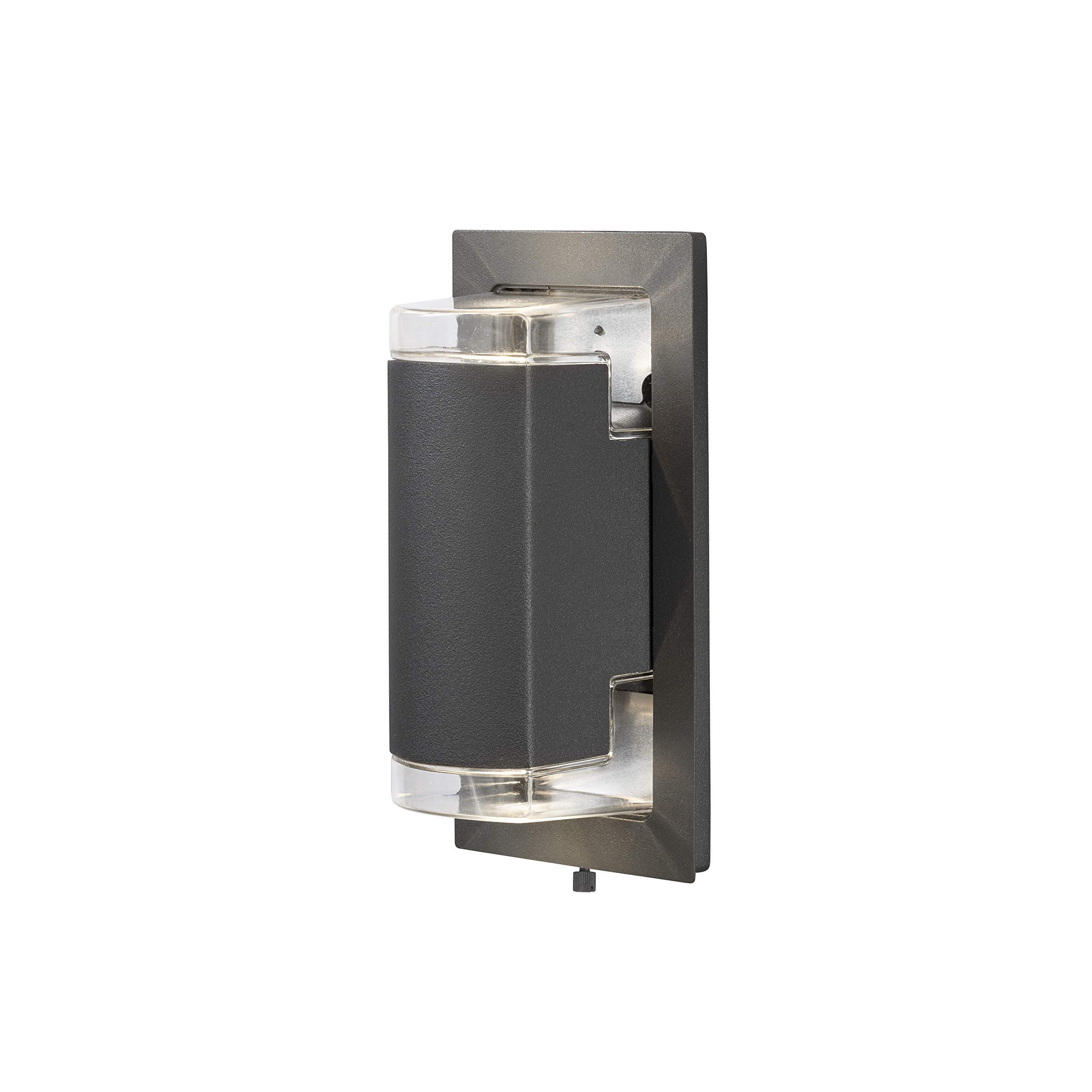 Konstsmide Outdoor Wall Light Mains Powered/Potenza Easy Fit Up Down Modern Lantern/2 x 6 W Max GU10 (Not Included) Lamp/Clear Acrylic/Aluminium/IP54/Outside Light Anthracite