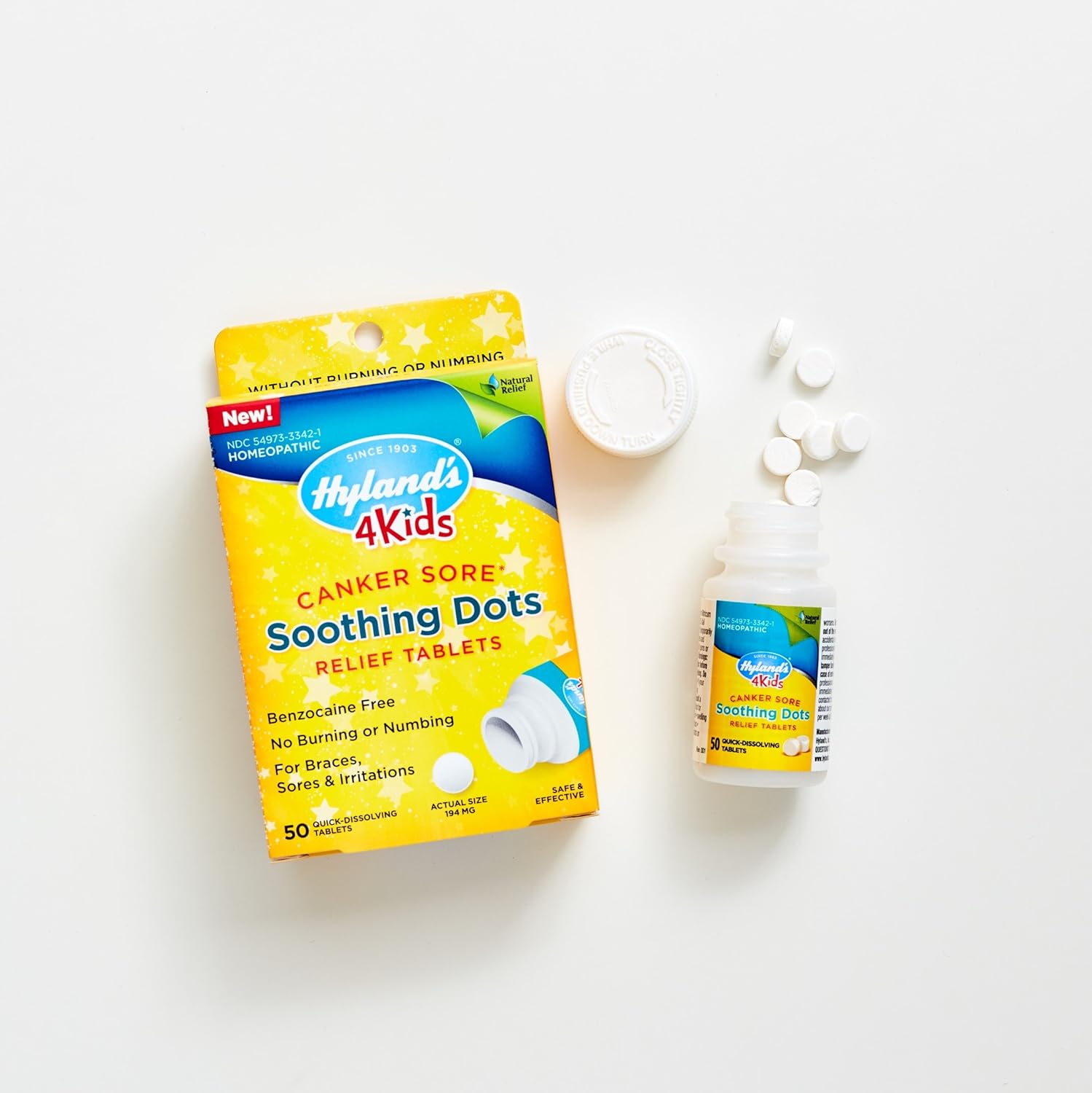 Canker Sore Treatment for Kids by Hyland's 4Kids, Natural Pain Relief of Mouth Ulcer, Braces, and Oral Irritation, 50 Count: Beauty