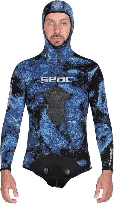 SEAC Tatoo Jacket 3.5mm neoprene jacket with hood and beavertail closure