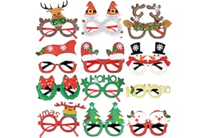 Brimekichio Christmas Glasses 12 Pcs Glitter Holiday Party Glasses Frames Christmas Party Decorations Accessories Costume Eyeglasses Parties Holiday Favors Gifts