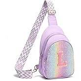 I IHAYNER Small Initial Sling Bag for Girls Fashion Waist Pack for Women Cute Crossbody Fanny Pack Personalized Girl Gifts (Purple-L)