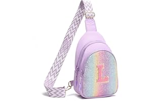 I IHAYNER Small Initial Sling Bag for Girls Fashion Waist Pack for Women Cute Crossbody Fanny Pack Personalized Girl Gifts (Purple-L）