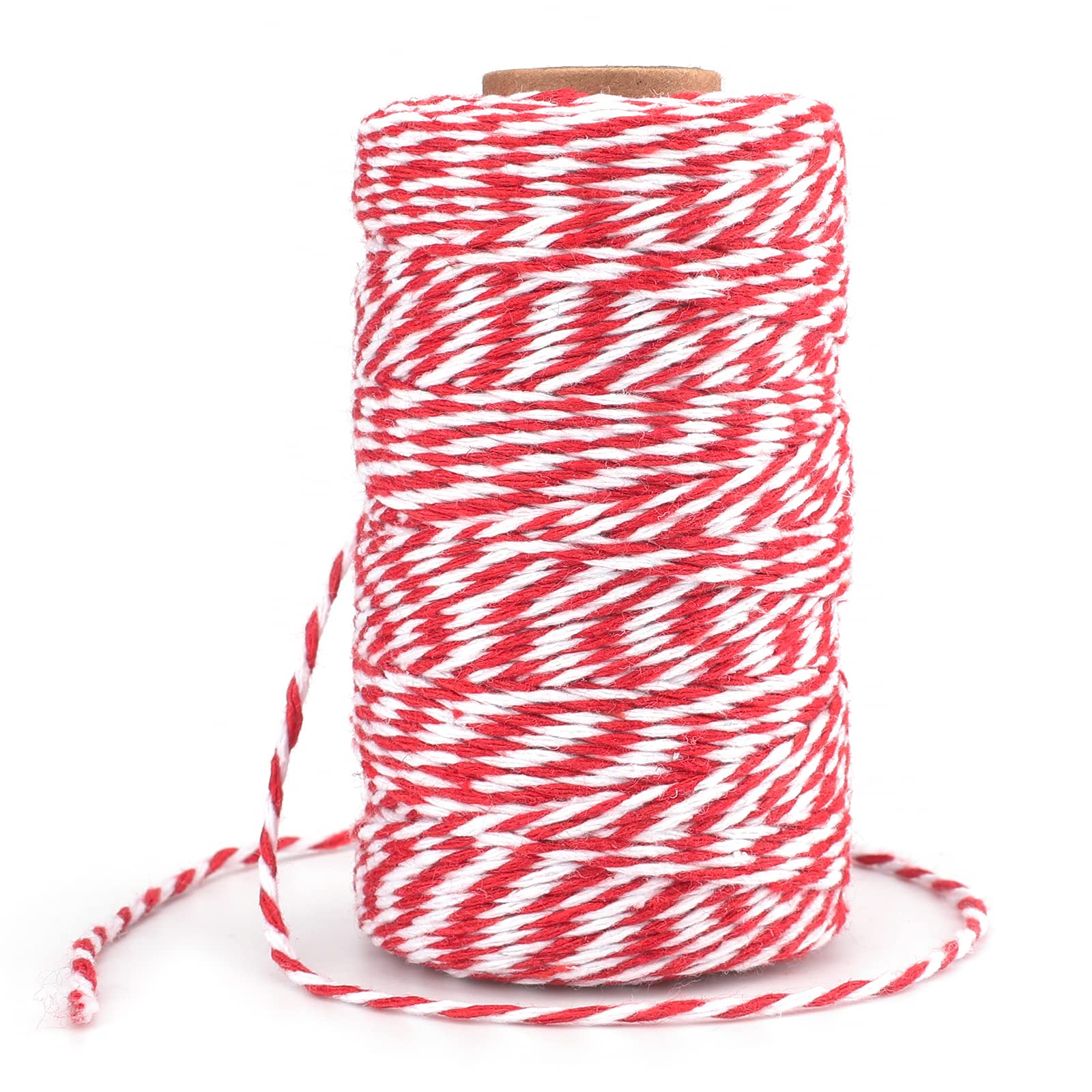 G2PLUS Red White Gift Wrapping String: 2mm Cotton Twine for Festive Wrapping, Christmas Craft, Holiday DIY and Decoration, 100M