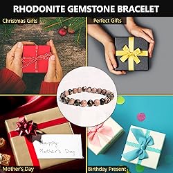 Rhodonite Gem Semi Precious Beads Bracelet