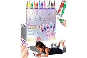 GENERIC 12 Colors Nail Art Pens Set - Quick Dry & Non-Toxic Nail Art Markers for Kids, Girls & Adults, Nail Polish Pens for Painting Nails - Fine Tip Nailart Markers for DIY Manicures, Gifts & Creative Fun
