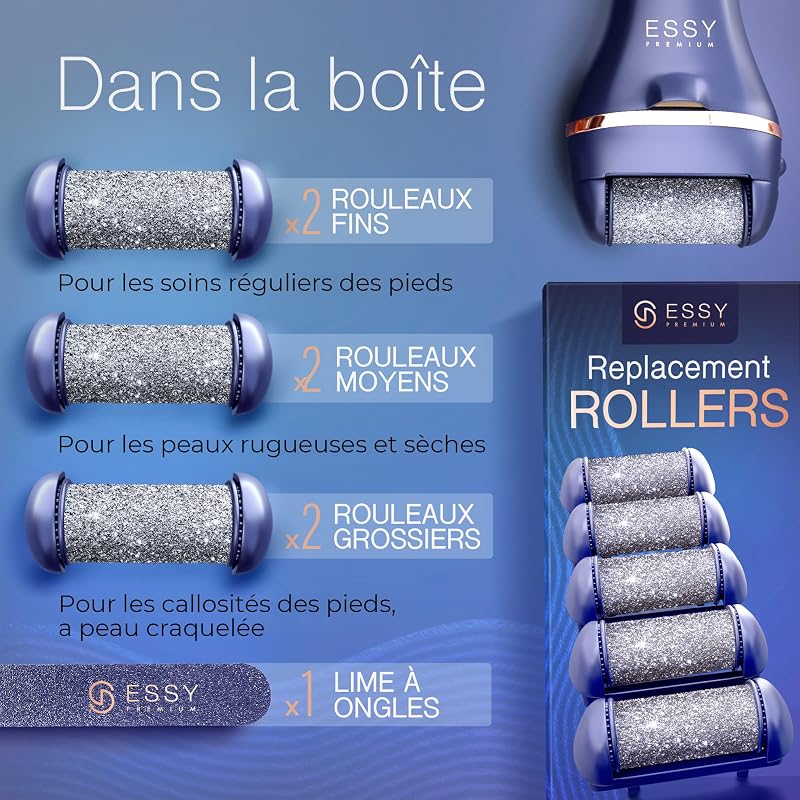 Lime à Pieds Électrique avec 5 Rouleaux de Rechange (Marine)