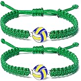 Lavoio Volleyball Charm Bracelets – Adjustable Woven Jewelry with Volleyball Charms Braided Rope Bracelets for Team Players Sports Accessories Friendship Gifts