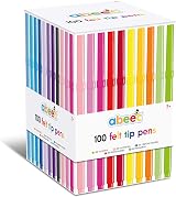 abeec 100 Assorted Felt Tip Pens for Kids 3+ - 20 Colours Craft Art Set