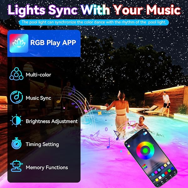 POOL LIGHTS FOR INGROUND POOL 10 INCHES 12 V LED LIGHTS EQUIVALENT 680 W BULBS RGB COLOR CHANGING UNDERWATER LAMP APP CONTROL LIGHT WITH 50 FOOT CORD AND RC & TRANSFORMER FOR 10 INCHES WET NICHE