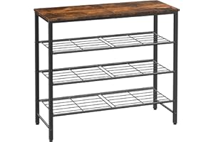 Kitsure Shoe Rack for Closet, Rustic Brown Shoe Organizer with Leveling Feet, Sturdy & Rust-Proof Shoe Storage for Entryway, Bedroom, Living Room, 29.5" x 11.4" x 24.8", Brown