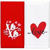 JarThenaAMCS 2Pcs Valentine Hand Towels Cotton Embroidered Heart Bathroom Towel Decorative Kitchen Dish Towels for Drying Cleaning Cooking, 29.5 x 13.7 Inch