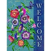 Dyrenson Welcome Quote Garden Flag Double Sided Home Decorative, Pansies Flower House Yard Flag, Floral Garden Yard Decoratio