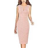 VFSHOW Womens Front Zipper Work Business Office Bodycon Dress Elegant Professional Career Church Party Pencil Sheath Dress