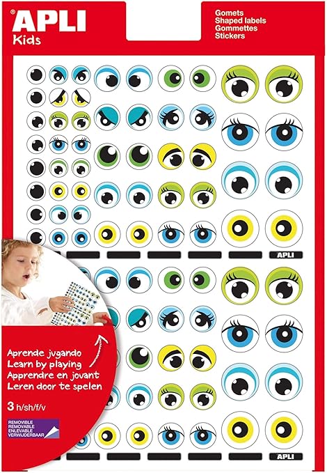 Apli Pochette 312 Gommettes Enlevables Yeux Bleu Vert 160x216 Mm Amazon Fr Cuisine Maison