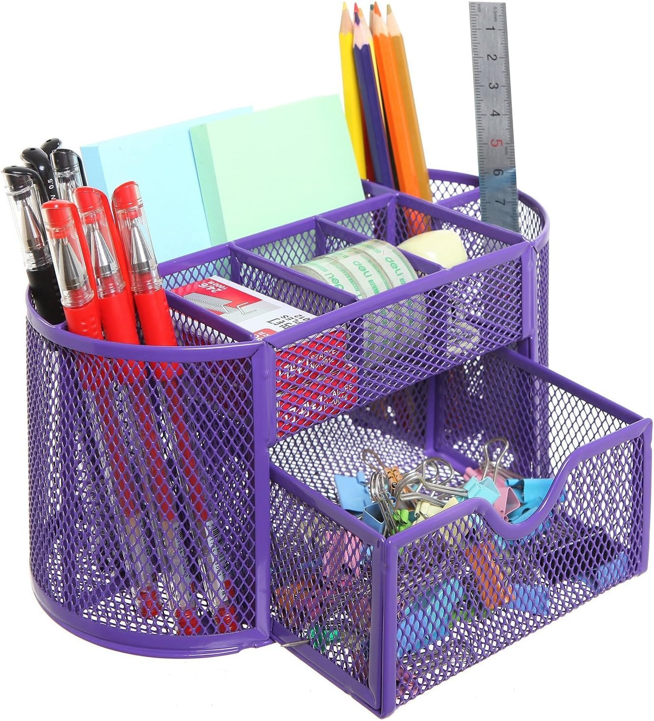 Hemara Mesh Desk Organizer Pen Holder Steel Office Supply Caddy Desk