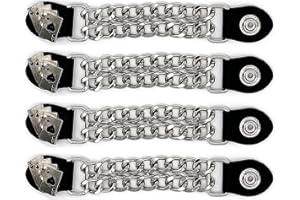 Mirthcos Motorcycle Vest Extenders for Men & Women - 4 PCS Leather Vest Extensions for Biker - Durable Double Chrome Chains