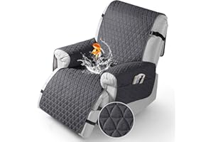 TAOCOCO 100% Waterproof Recliner Cover - Recliner Cover with Non-Slip Granule, Recliner Chair Covers with Elastic Band, Recliner Chair Covers for Reclining Chair(Dark Grey,Small-22'')