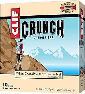 CLIF CRUNCH- Granola Bar - White Chocolate Macadamia - (1.48 Ounce, 5 Two-Bar Snack Pouches)