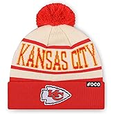 FOCO NFL Primary Team Logo Heritage Stripe Pom Beanie Hat