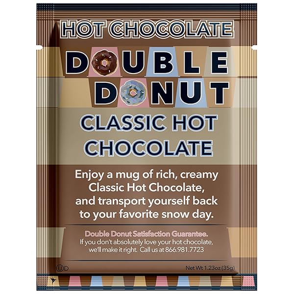 DOUBLE DONUT HOT CHOCOLATE, CLASSIC HOT CHOCOLATE, HOT CHOCOLATE PACKETS, HOT COCOA MIX, 32 COUNT (PACK OF 1)