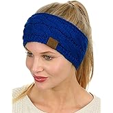 C.C Soft Stretch Winter Warm Cable Knit Fuzzy Lined Ear Warmer Headband