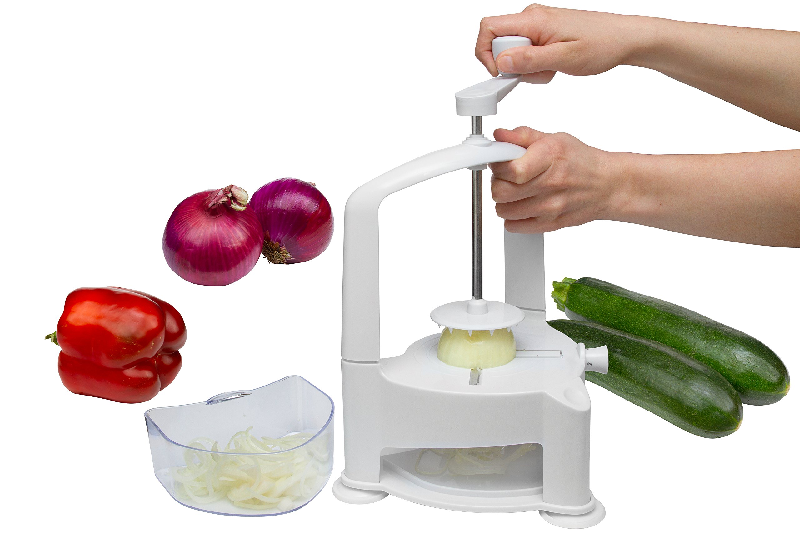 Brieftons Vertico Spiralizer: Vegetable Spiral Slicer, Fresh Veggie Spaghetti & Pasta Maker for Low Carb Healthy Vegetable Meals