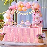 Shillance 9ft Pink Tulle Table Skirt for Rectangle