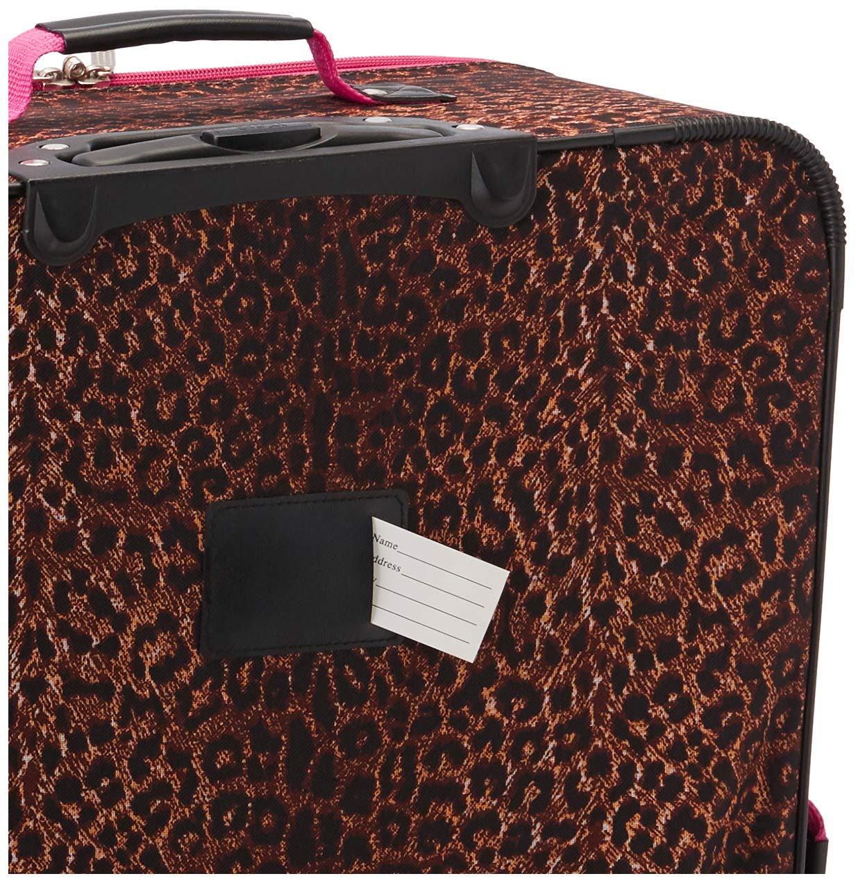 Rockland Vara Fashion Softside Expandable Upright Luggage, PINKLEOPARD, 3-Piece Set (20/22/28)