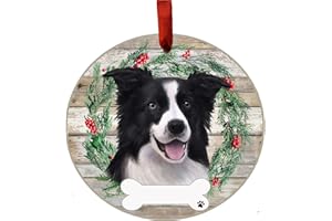 E&S IMPORTS Border Collie Ornament - E&S Pets - DIY Personalizable - Dog Gifts - Ceramic Round Ornament with Glazed Finish - X-mas Decoration - Christmas Ornaments Craft Gifts - Ornaments for Pet Lovers