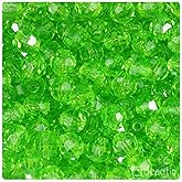BeadTin Lime Transparent 10mm Faceted Round Plastic Craft Beads (210pcs)